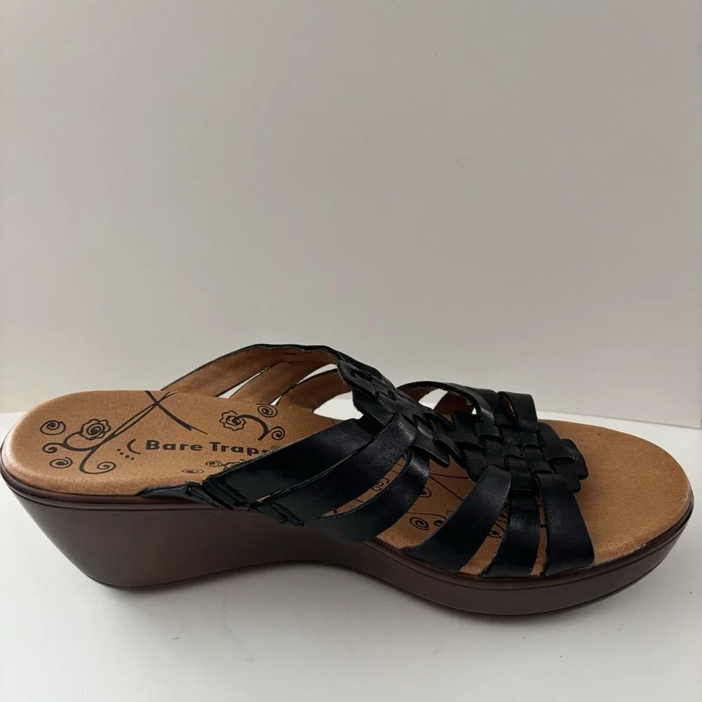 Bare Traps Women's Dillian Sandals Size 6.5 Medium Black Woven‎ Boho Hippie